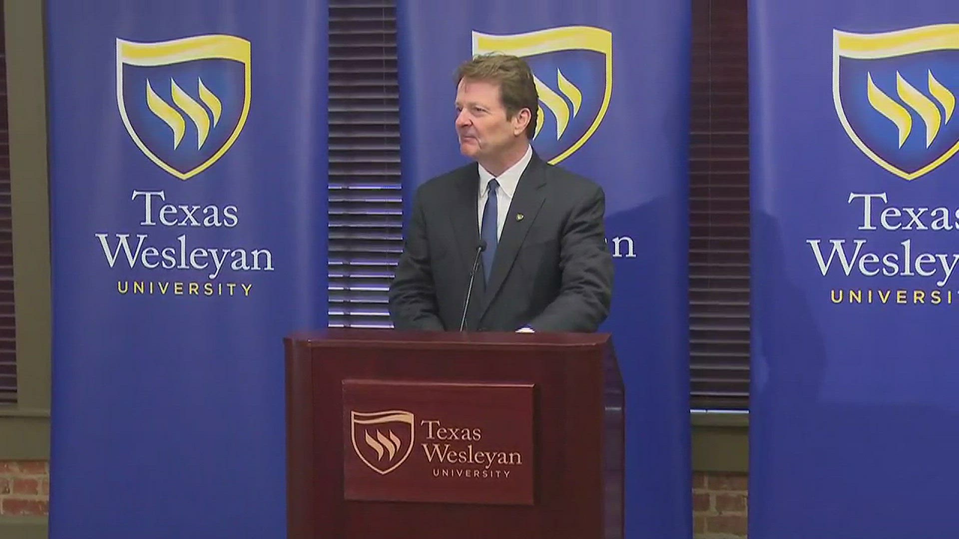 Texas Wesleyan University President Frederick Slabach announced the termination of Mike Jeffcoat Thursday morning. WFAA