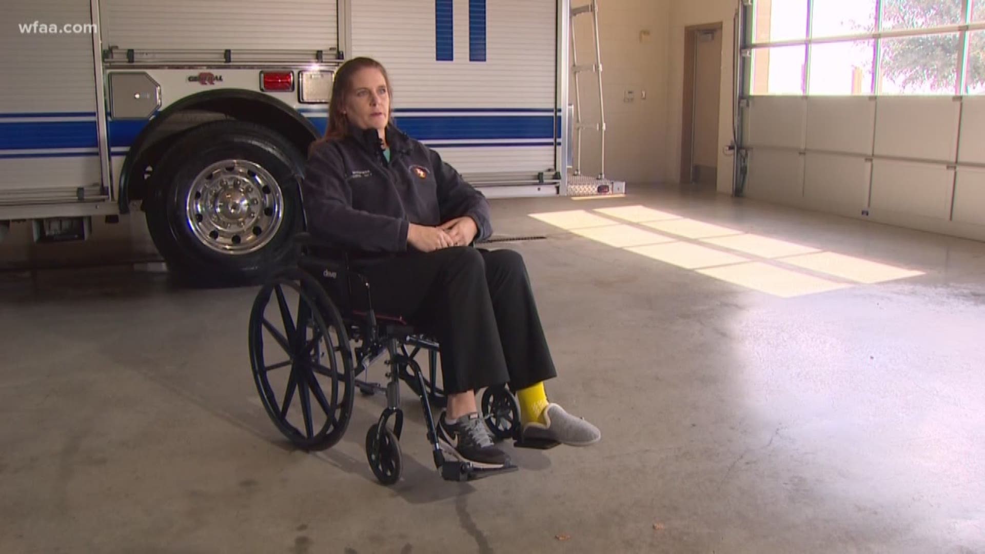 Injured, in a wheelchair and recovering from two surgeries is not how Fort Worth firefighter Shonna Moorman thought she'd begin her 20th year on the job.