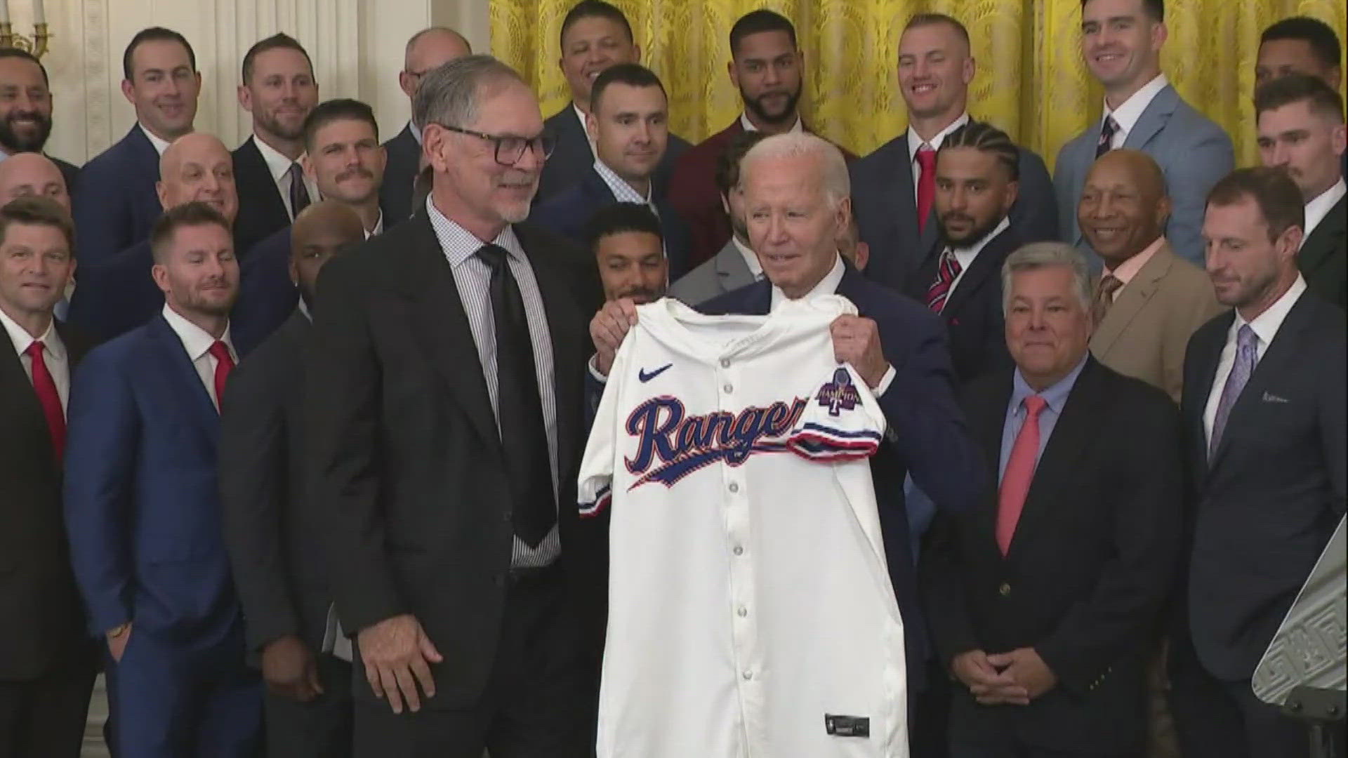 The tradition of championship teams visiting The White House continued with the Rangers on Thursday.