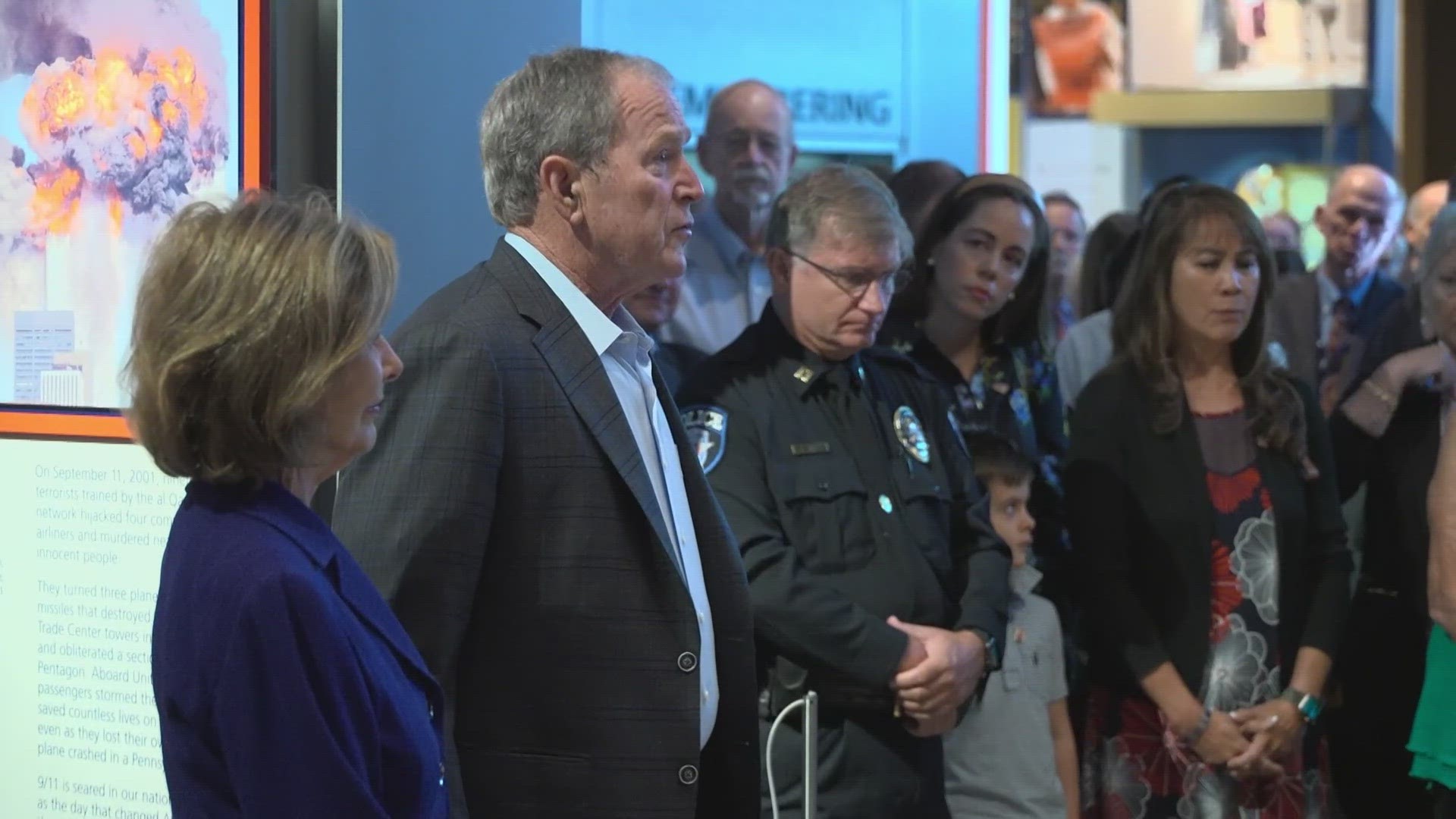 Bush offered minimal words before a moment of silence remembering the victims.