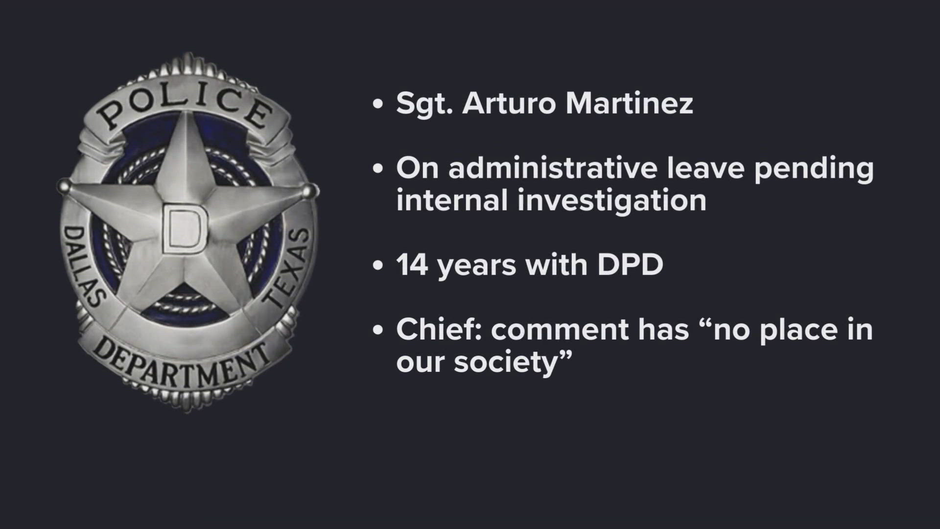 A screenshot of the post shared with WFAA shows the social media post made by Sgt. Arturo Martinez.