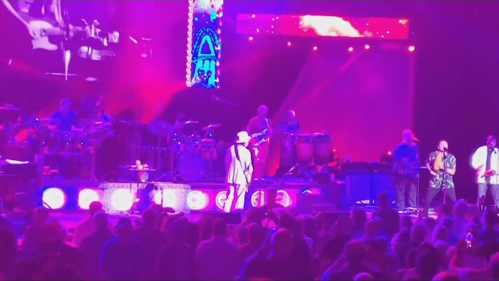 Carlos Santana's onstage collapse Tuesday was due to heat exhaustion and dehydration, his team said.