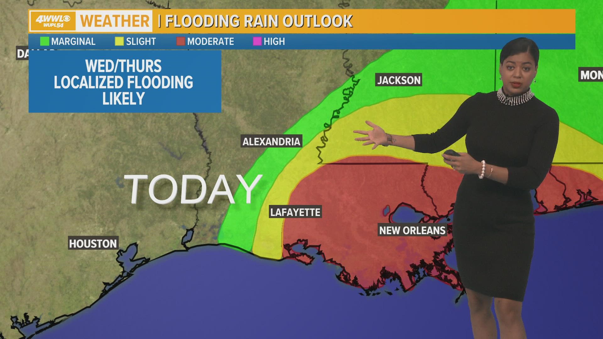 Some locations that will experience flash flooding include New Orleans, Slidell, Bogalusa, Covington, Franklinton, Pearl River, Abita Springs, Varnado, Madisonville,